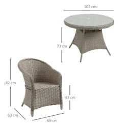 Outsunny Rattan Dining Set 4 Seater - Grey -Günstiges Grün Ecke Geschäft 0JGa1218041c966ae jpg
