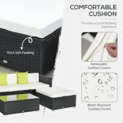 Outsunny Rattan Sofa Set With Coffee Table - Black -Günstiges Grün Ecke Geschäft 0Y788c186543da745 jpg