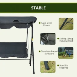 Outsunny Swing Chair 3-Seater -Dark Grey -Günstiges Grün Ecke Geschäft 0gef1317e70daf281 jpg