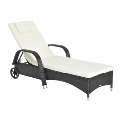 Outsunny Rattan Sun Lounger - Black