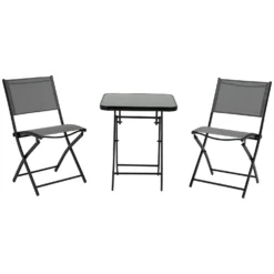 Outsunny 3 Piece Patio Dining Set - Black