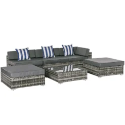 Outsunny Rattan Furniture Sofa Set - Grey