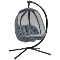 Outsunny Hanging Egg Chair - Grey