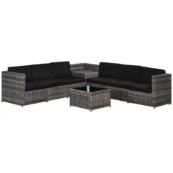 Outsunny Patio Rattan Sofa Set 6 Seater - Grey