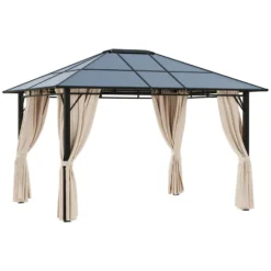 Outsunny Hardtop Gazebo 3.6m X 3m - Brown