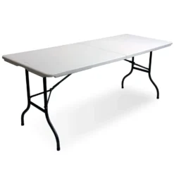 Silver & Stone Folding Camping Trestle Table 6ft 180 X 75 X 73cm - White