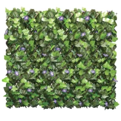 Silver & Stone Expanding Lilac Floral Ivy Trellis With Artificial Leaves 2m X 1m
