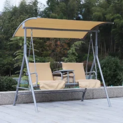 Outsunny Steel Garden Love Seat Swing Chair - Beige -Günstiges Grün Ecke Geschäft 1623857011 55202800