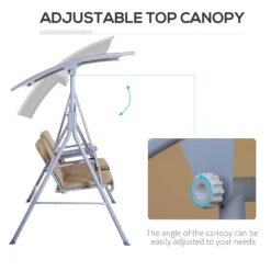 Outsunny Steel Garden Love Seat Swing Chair - Beige -Günstiges Grün Ecke Geschäft 1623857015 30397000