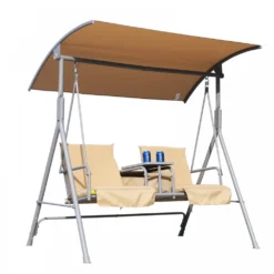 Outsunny Steel Garden Love Seat Swing Chair - Beige -Günstiges Grün Ecke Geschäft 1623857026 72010200