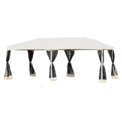 Outsunny 3 X 6 M Pop Up Gazebo With Mesh Sidewalls And Storage Bag, Party Tent Canopy Marquee For Garden, Patio - Beige