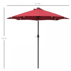 Outsunny Outdoor Umbrella Parasol With LED Solar Lights - Red -Günstiges Grün Ecke Geschäft 1624009119 26046300