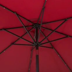Outsunny Outdoor Umbrella Parasol With LED Solar Lights - Red -Günstiges Grün Ecke Geschäft 1624009126 17366700