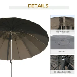 Outsunny 2.5 M Umbrella Parasol With Adjustable Tilt Crank - Dark Grey -Günstiges Grün Ecke Geschäft 1624009145 77570800 20c655fb ed5a 4dc6 a2af b7da79b3d013