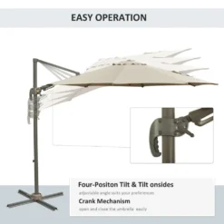 Outsunny Adjustable Angle Hanging Parasol 3 M - Khaki -Günstiges Grün Ecke Geschäft 1624009194 54520300 881fe3f0 bc57 409b 8643 d86e2b73ab59