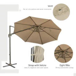 Outsunny Adjustable Angle Hanging Parasol 3 M - Khaki -Günstiges Grün Ecke Geschäft 1624009197 49657700 5534f198 0e0f 47f2 bd47 fa0023cd4402