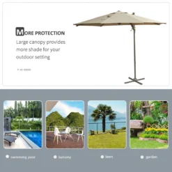 Outsunny Adjustable Angle Hanging Parasol 3 M - Khaki -Günstiges Grün Ecke Geschäft 1624009200 16941000 cc18dbba 3c68 4113 b64d f2086996c52d