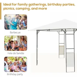 Outsunny Metal Frame Garden Gazebo Black/ Cream -Günstiges Grün Ecke Geschäft 1624009218 30497800