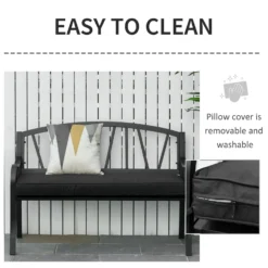 Outsunny-2 Seater Outdoor Bench Cushion Black -Günstiges Grün Ecke Geschäft 1624009311 01896500