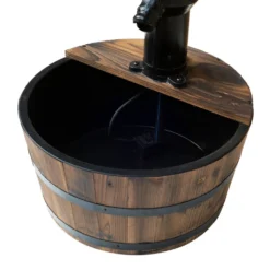 Outsunny Wooden Barrel Water Pump Fountain -Günstiges Grün Ecke Geschäft 1624009446 92038900