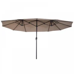 Outsunny 4.6m Double-Sided Patio Parasol Sun Umbrella-Tan