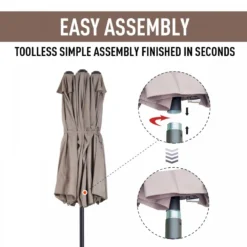 Outsunny 4.6m Double-Sided Patio Parasol Sun Umbrella-Tan -Günstiges Grün Ecke Geschäft 1624009634 14820600 d5d6b3ce 6a81 4d86 950e 5f98bbb79b6f