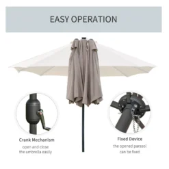 Outsunny 4.4 M Double-Sided Parasol Umbrella With LED Solar Lights - Khaki -Günstiges Grün Ecke Geschäft 1624009697 91290100 eaf965fa 8368 4620 970f e1b9d6d97bba