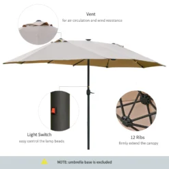 Outsunny 4.4 M Double-Sided Parasol Umbrella With LED Solar Lights - Khaki -Günstiges Grün Ecke Geschäft 1624009702 74565500 c16c9791 5a3b 40b2 8f5c 1c6e74c50d1b
