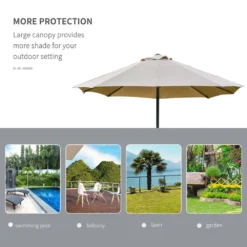 Outsunny 4.4 M Double-Sided Parasol Umbrella With LED Solar Lights - Khaki -Günstiges Grün Ecke Geschäft 1624009704 43779500 a155e22e cb2f 4dda 8181 0f8fe8591b37