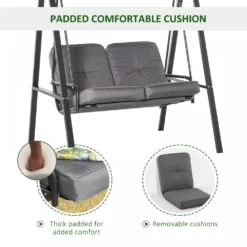 Outsunny- Cushioned Swing Chair With Canopy - Grey -Günstiges Grün Ecke Geschäft 1624009747 25411400