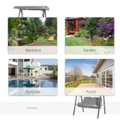 Outsunny- Cushioned Swing Chair With Canopy - Grey -Günstiges Grün Ecke Geschäft 1624009750 70086400