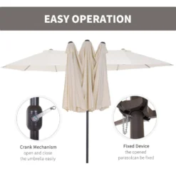 Oasis 4.6 M Double Sided Garden Parasol - Cream -Günstiges Grün Ecke Geschäft 1624009781 50395800 4c58f082 1f8d 495e b574 34ff7cef8367