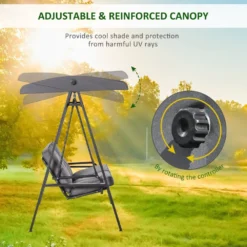 Outsunny- Cushioned Swing Chair With Canopy - Grey -Günstiges Grün Ecke Geschäft 1624014790 93254900