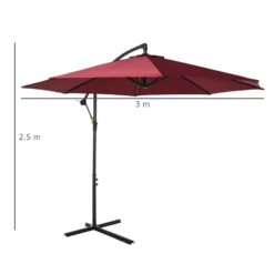 Outsunny Steel Hanging Banana Umbrella Parasol - Red -Günstiges Grün Ecke Geschäft 1624014842 70779500