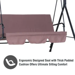 Outsunny 3 Seater Canopy Swing Chair Garden Rocking Bench Heavy Duty Patio Metal Seat W/ Top Roof - Brown -Günstiges Grün Ecke Geschäft 1624015005 12816600