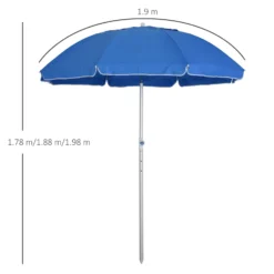 Oasis 1.9 M Beach Umbrella Parasol With Ajustable Angle And Carry Bag - Blue -Günstiges Grün Ecke Geschäft 1624015068 01977000