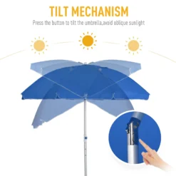 Oasis 1.9 M Beach Umbrella Parasol With Ajustable Angle And Carry Bag - Blue -Günstiges Grün Ecke Geschäft 1624015071 24299700