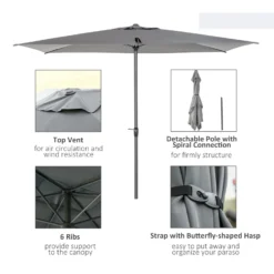 Oasis 3 X 2 M Adjustable Title Crank Garden Parasol - Grey -Günstiges Grün Ecke Geschäft 1624015167 51375800