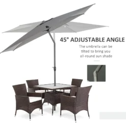 Oasis 3 X 2 M Adjustable Title Crank Garden Parasol - Grey -Günstiges Grün Ecke Geschäft 1624015171 01163900