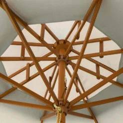 Outsunny Double Tier Wooden Umbrella Parasol 2.7m - Grey -Günstiges Grün Ecke Geschäft 1624015403 35305300