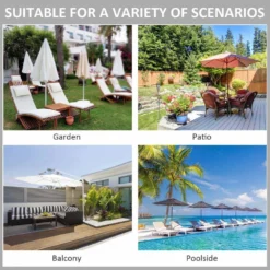 Outsunny Double Tier Wooden Umbrella Parasol 2.7m - Grey -Günstiges Grün Ecke Geschäft 1624015413 56142200