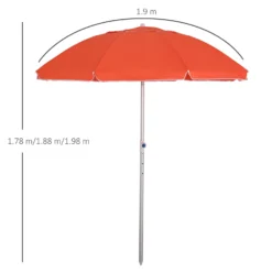 Oasis 1.9 M Beach Umbrella Parasol With Adjustable Angle And Carry Bag - Orange -Günstiges Grün Ecke Geschäft 1624015479 25704300