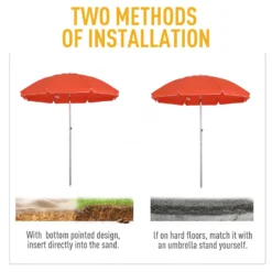 Oasis 1.9 M Beach Umbrella Parasol With Adjustable Angle And Carry Bag - Orange -Günstiges Grün Ecke Geschäft 1624015491 74422900