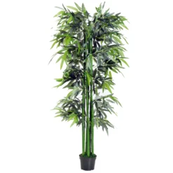 Outsunny 1.8 M Artificial Bamboo Plant With Pot - Green/Black