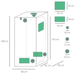 Outsunny Hydroponic Plant Grow Tent 80L X 80W X 160Hcm -Günstiges Grün Ecke Geschäft 1624015777 63124000 23b2021a 442e 4bc7 b4cc f62042735346