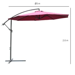 Outsunny UV And Water Resistant Hanging Garden Parasol 3m - Red -Günstiges Grün Ecke Geschäft 1624015974 08625300 3e0a3f8a a560 4990 a2c5 20604c7a842e