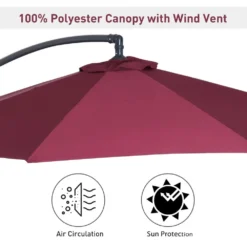 Outsunny UV And Water Resistant Hanging Garden Parasol 3m - Red -Günstiges Grün Ecke Geschäft 1624015975 49002300 500c0008 aace 4f82 bab5 4872adf7e57c
