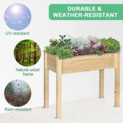 Outsunny Fir Wood Raised Rectangular Plant Stand 86 L X 46 W X 76 H Cm -Günstiges Grün Ecke Geschäft 1624015993 74933900