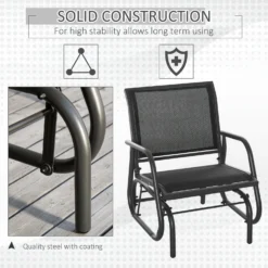 Outsunny Outdoor Gliding Swing Chair Garden Seat W/ Mesh Seat Curved Back Steel Frame Armrests Comfortable Lounge Furniture Dark Grey Black -Günstiges Grün Ecke Geschäft 1624016078 35652400 d28fb5ac 4699 4446 890c f4e92ab47f37