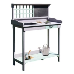 HOMCOM Fir Wood Potting Table 92Lx42.5Wx119.5H Cm Grey -Günstiges Grün Ecke Geschäft 1624016097 93735600